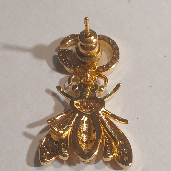 Authentic Vintage Gucci GG Logo Crystal Bee Earrings - Picture 8 of 16